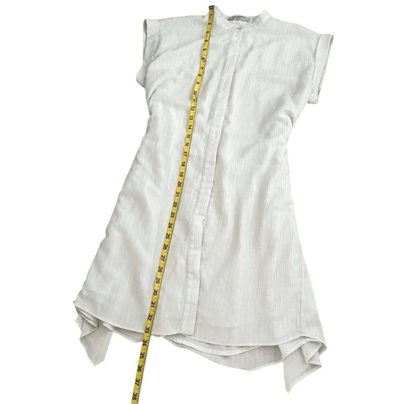 AllSaints Women's White Meda Textured Shirt Dress Size S Adjustable Tie Button - Picture 5 of 7
